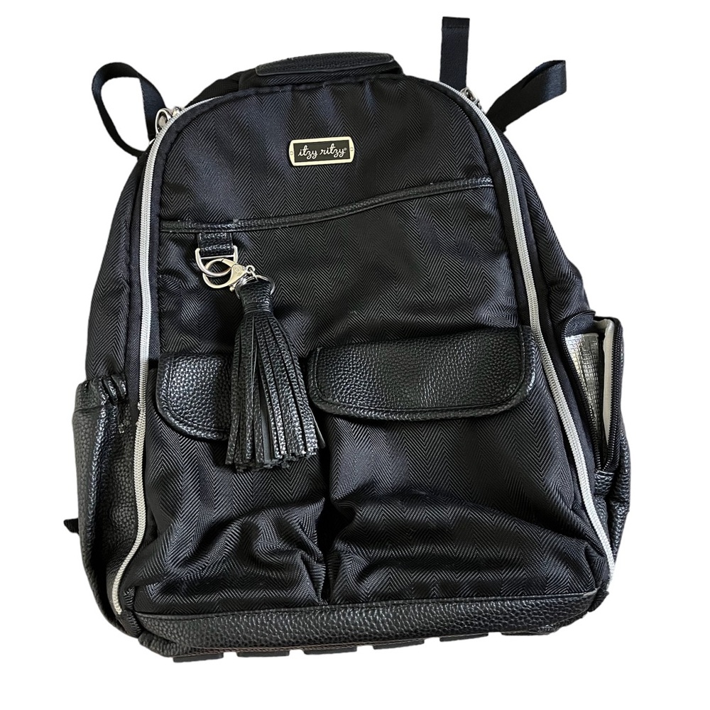 Itzy Ritzy Leather Large Diaper Backpack Bag Travel Black 15" Inch PLEASE READ!